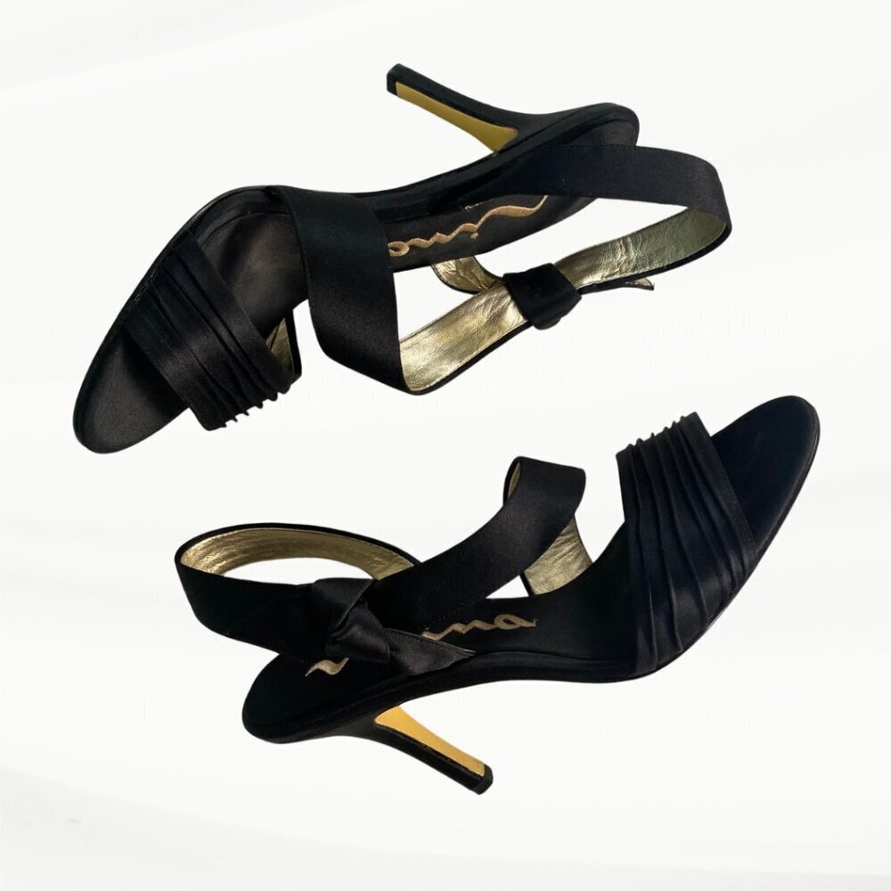 Nina Vitoria Black Luster Sandal, 3.5" Heels, Size 7.5 M US, 37.5 EU - Picture 6 of 11